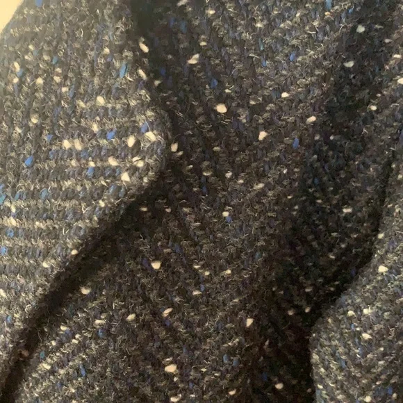 Blue black and white tweed coat